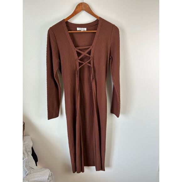 ANOTHER GIRL Brown Organic Cotton Zig Zag‎ Longline Cardigan Size Small - Picture 4 of 7